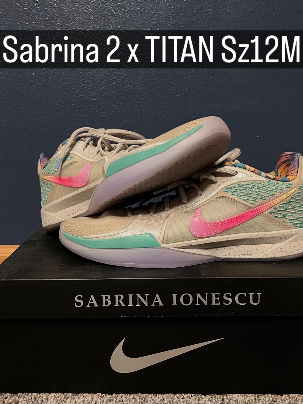 Nike Sabrina 2 Women's Sneakers - Cream with Pink & Teal Accents